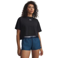 Koszulka damska Under Armour Rival Boxy Tee Solid. Czarne bluzki damskie Under Armour, bez wzorów, bez ramiączek. Za 84.99 zł.