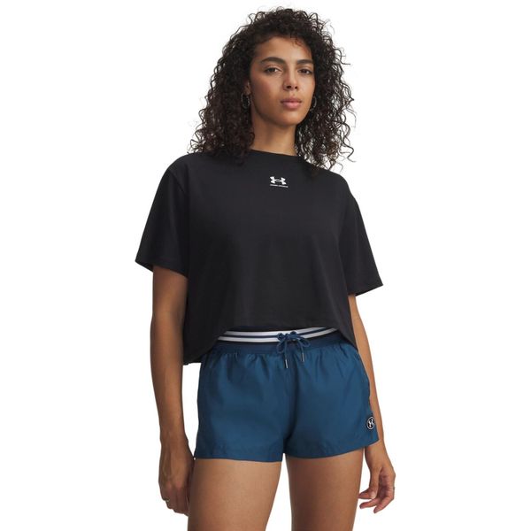 Koszulka damska Under Armour Rival Boxy Tee Solid. Czarne bluzki damskie Under Armour, bez wzorów, bez kołnierzyka. Za 84.99 zł.
