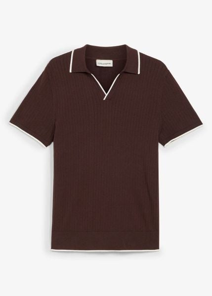Koszulka polo z dzianiny, regular fit. Brązowe koszulki polo męskie bonprix, m, bez wzorów, z dzianiny, bez ramiączek. Za 87.99 zł.
