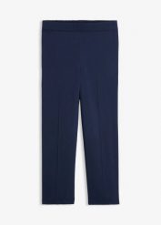 Spodnie z bengaliny z mieszanki wiskozy o skróconej długości. Niebieskie spodnie materiałowe damskie bonprix, bez wzorów, z wiskozy. Za 124.99 zł.