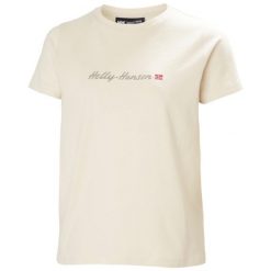 Koszulka damska Helly Hansen Core Graphic 2.0. Białe bluzki damskie Helly Hansen, z bawełny, bez kołnierzyka, bez ramiączek. Za 148.05 zł.