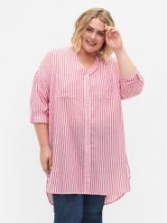 Zizzi Sukienka koszulowa CA02353B Czerwony Loose Fit. Czerwone sukienki damskie Zizzi, xl, bez wzorów, z bawełny, bez kołnierzyka, bez ramiączek, koszulowe. Za 59.99 zł.