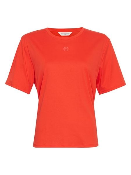 MOSS COPENHAGEN Koszulka "Melea" w kolorze pomarańczowym rozmiar: M/L. Pomarańczowe bluzki damskie MOSS COPENHAGEN, l, bez wzorów, z bawełny, bez kołnierzyka. Za 73.93 zł.