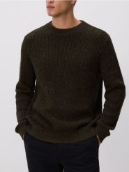 Strukturalny sweter z bawełny - zielony. Zielone swetry męskie Reserved, l, bez wzorów, z bawełny, bez kołnierzyka. Za 149.99 zł.