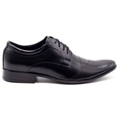 Lukas Buty męskie wizytowe L5 czarne. Czarne buty wizytowe męskie ze skóry, bez zapięcia. Za 367.89 zł.