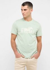 Męski T-Shirt Mustang Style Austin Frosty Green 1016492 6180. Zielone t-shirty męskie Mustang, m, bez wzorów, bez kołnierzyka. Za 79.99 zł.