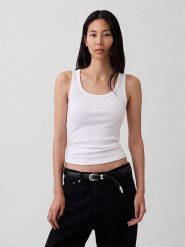 GAP Top w kolorze białym rozmiar: L. Białe topy damskie GAP, l, bez wzorów, ze splotem, bez kołnierzyka. Za 83.22 zł.