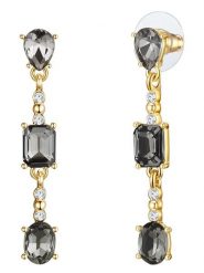 Lulu & Jane Pozłacane kolczyki-wkrętki z kryształami rozmiar: onesize. Czarne kolczyki damskie Lulu & Jane, z kryształem, metalowe. Za 43.99 zł.