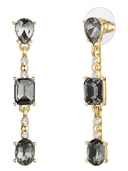 Lulu & Jane Pozłacane kolczyki-wkrętki z kryształami rozmiar: onesize. Czarne kolczyki damskie Lulu & Jane, z kryształem, metalowe. Za 43.99 zł.