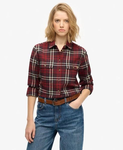 Superdry Koszula Lumberjack Check Flannel Frontier Check Red. Czerwone koszule damskie Superdry., bez wzorów, z bawełny, vintage, bez kołnierzyka, bez ramiączek. Za 242.80 zł.