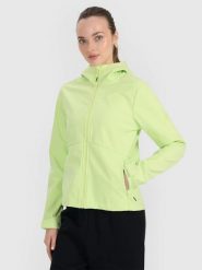 KURTKA DAMSKA 4F SOFTSHELL WIATRODPORNA ZIELONA. Zielone kurtki do biegania damskie 4f, l, bez wzorów, z softshellu, bez kaptura. Za 299.99 zł.
