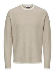 ONLY & SONS Sweter w kolorze beżowym rozmiar: L. Brązowe swetry męskie Only & Sons, l, bez wzorów, z bawełny, bez kołnierzyka. Za 92.86 zł.