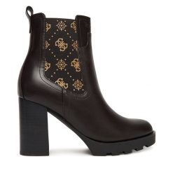 Botki Guess. Czarne botki damskie Guess, bez obcasa, na słupku, bez zapięcia. Za 659.99 zł.