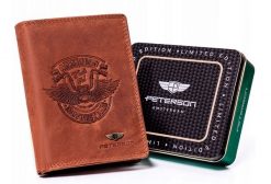 Portfel skórzany Peterson [DH] PTN N4C-CHM tłoczony brązowy 04. Brązowe portfele męskie Peterson, bez wzorów, ze skóry. Za 77.99 zł.