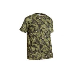 Koszulka myśliwska z krótkim rękawem 100 camo. Brązowe t-shirty sportowe męskie SOLOGNAC, xl, z bawełny, bez ramiączek. Za 29.99 zł.