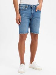 Levi's szorty dżinsowe Mężczyźni Bawełna niebieski, 30. Niebieskie szorty męskie Levi's, z bawełny, bez kołnierzyka. Za 229.95 zł.