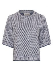 MOSS COPENHAGEN Sweter "Catina" w kolorze niebiesko-białym rozmiar: M/L. Białe swetry klasyczne damskie MOSS COPENHAGEN, l, bez kołnierzyka. Za 174.95 zł.