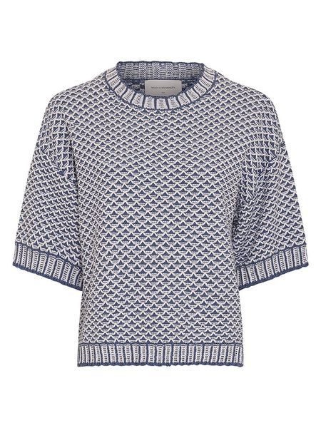 MOSS COPENHAGEN Sweter "Catina" w kolorze niebiesko-białym rozmiar: M/L. Białe swetry klasyczne damskie MOSS COPENHAGEN, l, bez kołnierzyka. Za 174.95 zł.