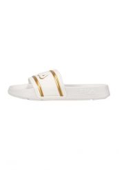 Klapki Fila Model Morro Bay Logo Kolor Biały. Białe klapki damskie Fila, bez wzorów, z materiału, bez obcasa. Za 89.00 zł.