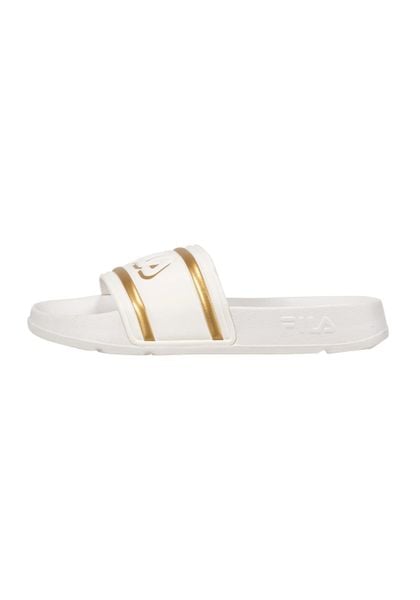 Klapki Fila Model Morro Bay Logo Kolor Biały. Białe klapki damskie Fila, bez wzorów, z materiału, bez obcasa. Za 89.00 zł.