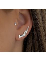 Eclat d'Argent Srebrne kolczyki-wkrętki z cyrkoniami rozmiar: onesize. Szare kolczyki damskie Eclat d'Argent, z cyrkonią, srebrne. Za 86.99 zł.