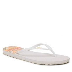 Japonki Roxy. Białe kalosze damskie Roxy, bez wzorów, bez obcasa. Za 89.99 zł.