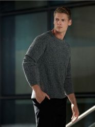 Sweter - szary. Szare swetry męskie Sinsay, l, bez wzorów, bez kołnierzyka. Za 59.99 zł.