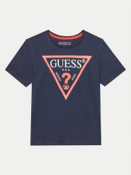 Guess T-Shirt L73I55 K8HM0 Niebieski Regular Fit. Niebieskie t-shirty chłopięce Guess, z aplikacjami, z bawełny, bez ramiączek. Za 49.99 zł.