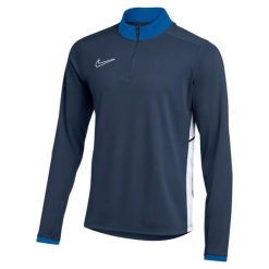 Bluza dresowa sportowa męska Dri-Fit Academy 25 Drill Top. Niebieskie bluzy sportowe męskie Nike, bez wzorów, z dresówki, sportowe, bez kołnierzyka, bez ramiączek. Za 179.99 zł.