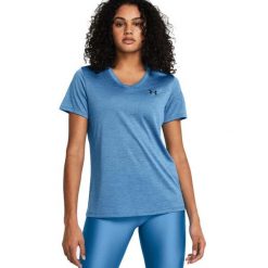 Damska koszulka sportowa Under Armour. Niebieskie topy sportowe damskie Under Armour, s, bez wzorów, z materiału, bez ramiączek. Za 322.99 zł.