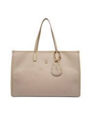 Tommy Hilfiger Torebka Th City Large Tote Melton AW0AW18215 Beżowy. Brązowe torebki klasyczne damskie Tommy Hilfiger, bez wzorów, z materiału, bez dodatków. Za 559.99 zł.