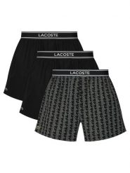 Lacoste Komplet bokserek 7H4972 Czarny. Czarne bokserki męskie Lacoste, bez wzorów, z bawełny. Za 249.99 zł.