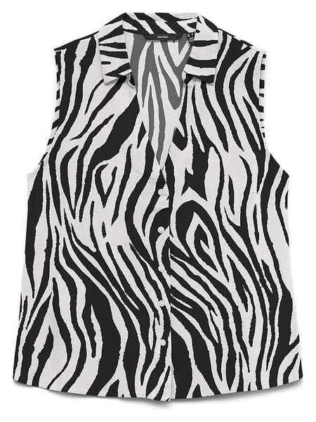 Vero Moda Bluzka w kolorze biało-czarnym rozmiar: M. Białe bluzki damskie Vero Moda, m, bez wzorów, bez kołnierzyka, bez ramiączek. Za 70.24 zł.