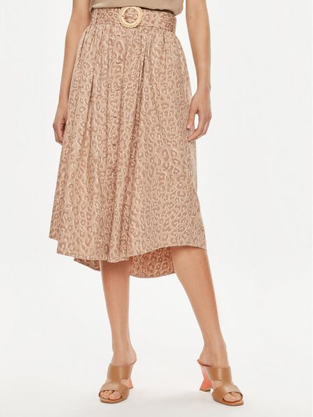 TWINSET Spódnica trapezowa 241TT2114 Beżowy Loose Fit. Brązowe spódniczki damskie Twinset, bez wzorów, z bawełny, trapezowe. Za 879.99 zł.