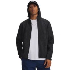 UA Unstoppable Fleece Kurtka z pełnym zamkiem Czarna. Czarne kurtki męskie Under Armour, m, bez wzorów, z materiału, z kapturem. Za 651.99 zł.