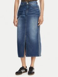 Adidas Spódnica jeansowa 3-Stripes KD2908 Niebieski Regular Fit. Niebieskie spódniczki damskie Adidas, bez wzorów, z bawełny. Za 349.99 zł.