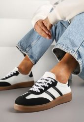 Czarno-Białe Sneakersy Tenisówki z Przeszyciami Lurivia. Czarne trampki i tenisówki damskie Renee, bez wzorów, z jeansu. Za 74.99 zł.