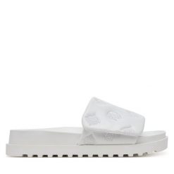 Klapki Guess. Białe klapki damskie Guess, z aplikacjami, bez obcasa. Za 359.99 zł.