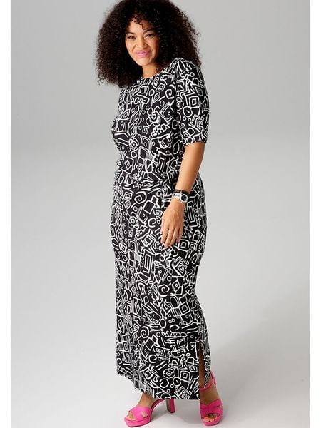 Aniston Sukienka w kolorze czarno-białym rozmiar: 44. Czarne sukienki damskie Aniston, bez wzorów, bez kołnierzyka, bez ramiączek, maxi. Za 82.83 zł.