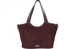 Torebka damska zamszowa typu worek - Bordowa. Czerwone torebki klasyczne damskie Barberinis, bez wzorów, z jeansu, duże, pikowane, bez dodatków. Za 300.99 zł.