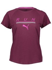 Puma Koszulka funkcyjna "Run" w kolorze bordowym rozmiar: XS. Czerwone bluzki sportowe damskie Puma, xs, bez wzorów, bez ramiączek. Za 57.06 zł.