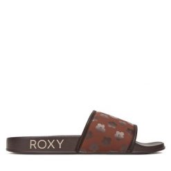 Klapki Roxy. Brązowe klapki damskie Roxy, bez wzorów, bez obcasa. Za 139.99 zł.