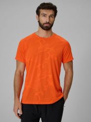 4F Koszulka treningowa regular szybkoschnąca męska - pomarańczowa S. Brązowe t-shirty sportowe męskie 4f, m, z materiału, bez ramiączek, na fitness i siłownię. Za 129.99 zł.