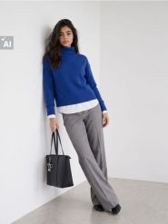 Sweter z golfem - niebieski. Niebieskie golfy damskie Sinsay, l, bez wzorów, bez ramiączek. Za 49.99 zł.