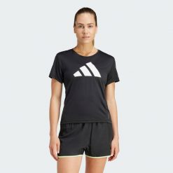 Koszulka Run It. Czarne bluzki damskie Adidas, xs, bez wzorów, sportowe, bez kołnierzyka, bez ramiączek. Za 139.00 zł.