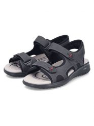 Rieker Sandały w kolorze antracytowym rozmiar: 42. Czarne sandały męskie Rieker, z otwartym noskiem, bez zapięcia. Za 199.49 zł.