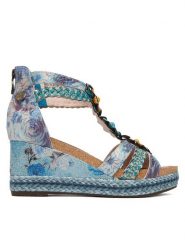 Laura Vita Sandały Fayco 72 Niebieski. Niebieskie sandały damskie Laura Vita, bez wzorów, ze skóry, bez obcasa, na koturnie. Za 449.99 zł.