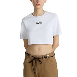 Koszulki Vans Model Flying V Crew Crop Ii Kolor Biały. Białe bluzki sportowe damskie Vans, z bawełny, bez kołnierzyka, bez ramiączek. Za 218.00 zł.