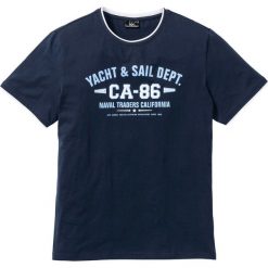 T-shirt 2 w 1, krótki rękaw bonprix ciemnoniebieski. Niebieskie t-shirty męskie bonprix, m, bez wzorów, bez kołnierzyka. Za 34.99 zł.