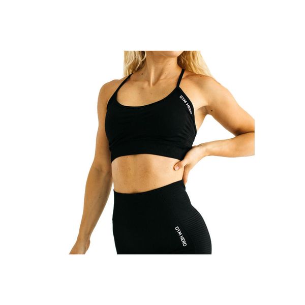Biustonosz sportowy damski GymHero California Cute Bra. Czarne biustonosze sportowe damskie Gym Hero, bez wzorów, z elastanu. Za 89.99 zł.